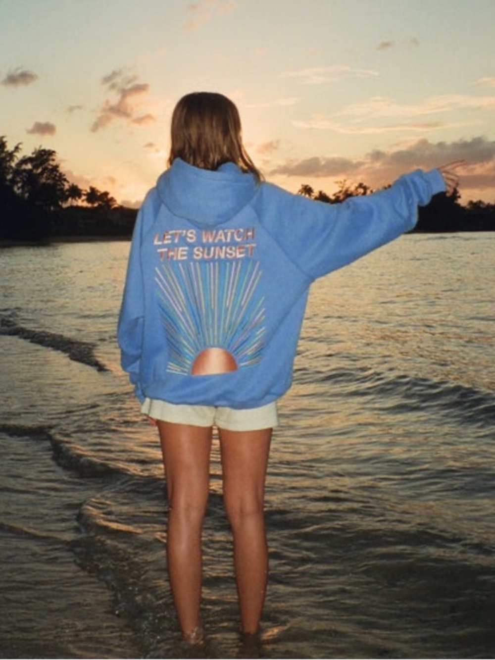 Dandy Worldwide "Let's Watch the Sunset" Oversized Lux Embroidered Hoodie Small